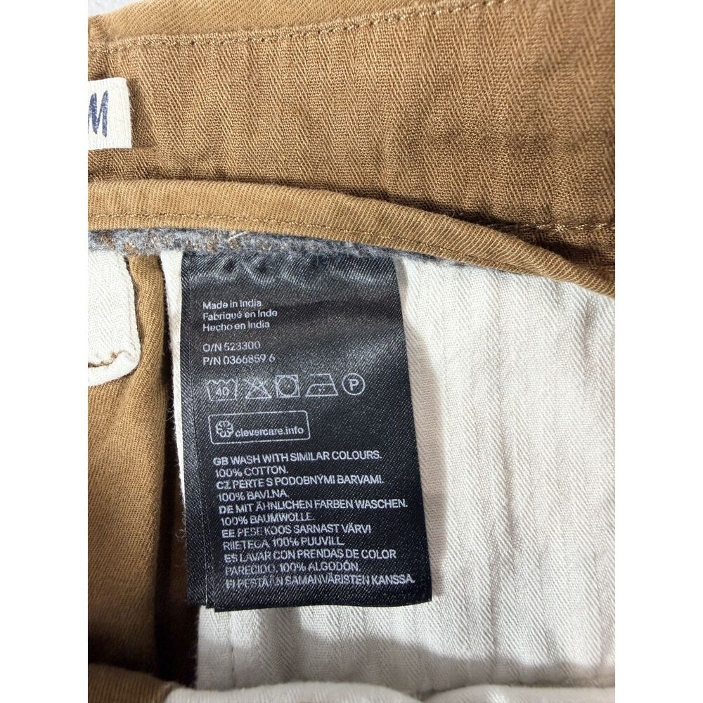 H&M L.O.G.G. Men's Chino Shorts Size 34 Brown 100% Cotton Flat Front - Picture 14 of 15